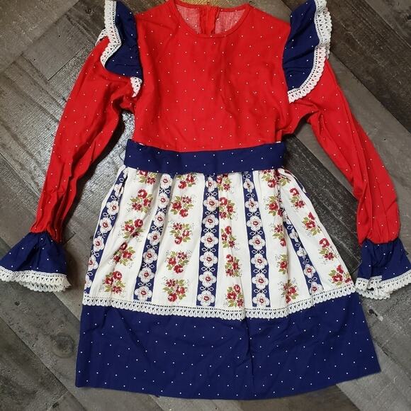 Vintage Sears Disney Winnie the Pooh Prairie Pinafore Dress Sz 8 - Picture 1 of 6